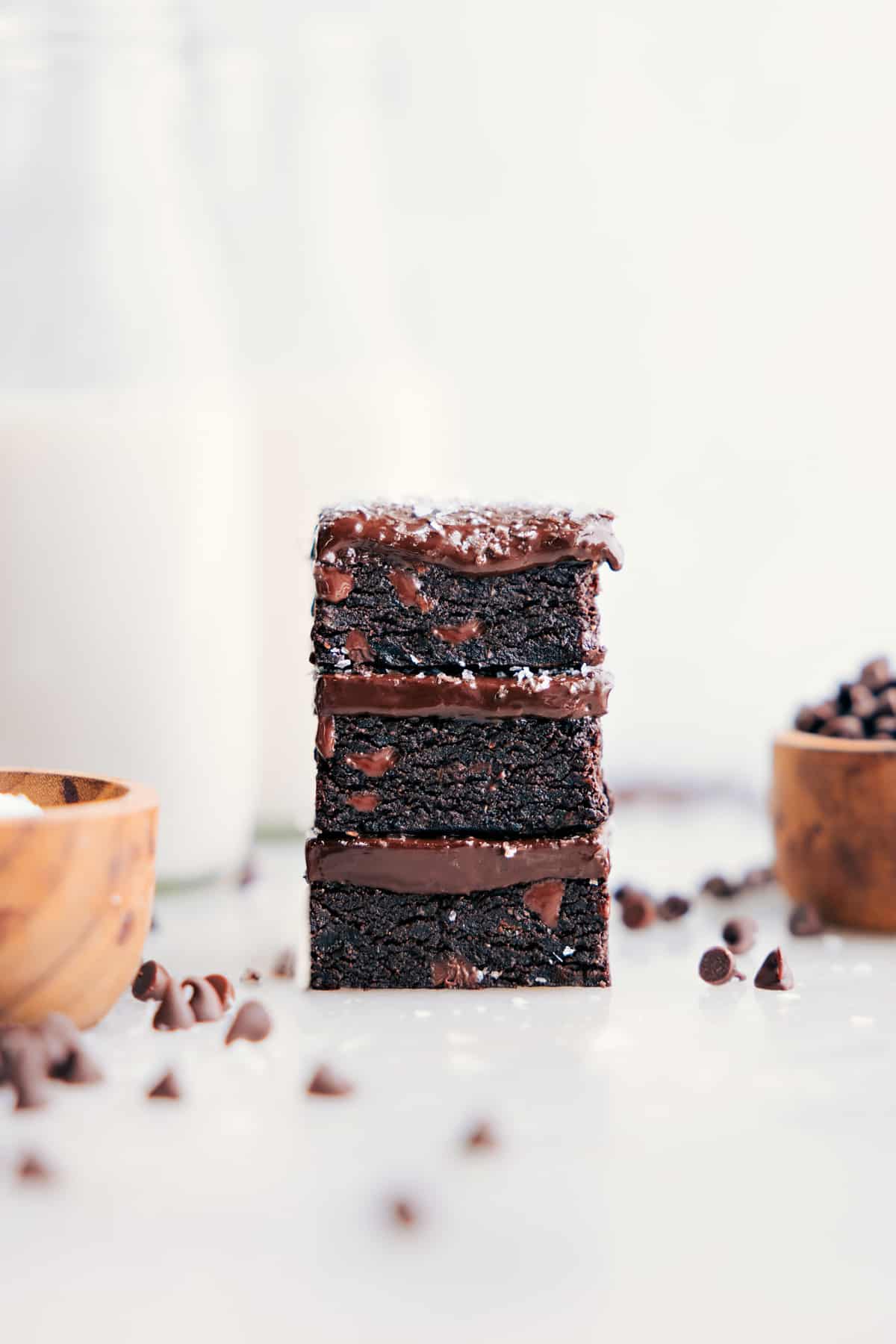 Date Brownies stacked on top of each other.