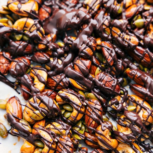 Healthy Nut Bark on a tray ready to be enjoyed.