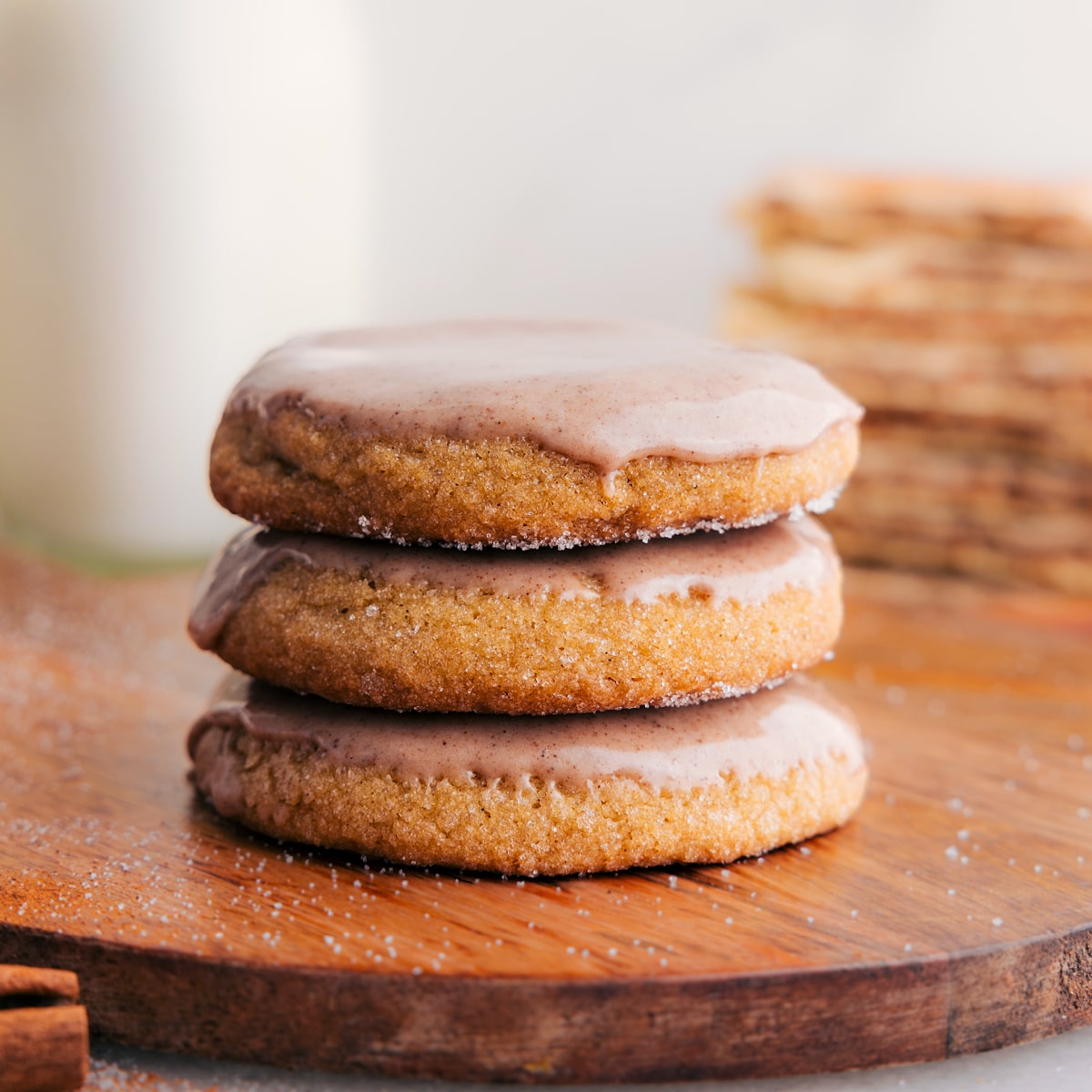 Stack Pop-Tart Cookies on top of each other, then top them with glaze and cinnamon sugar.