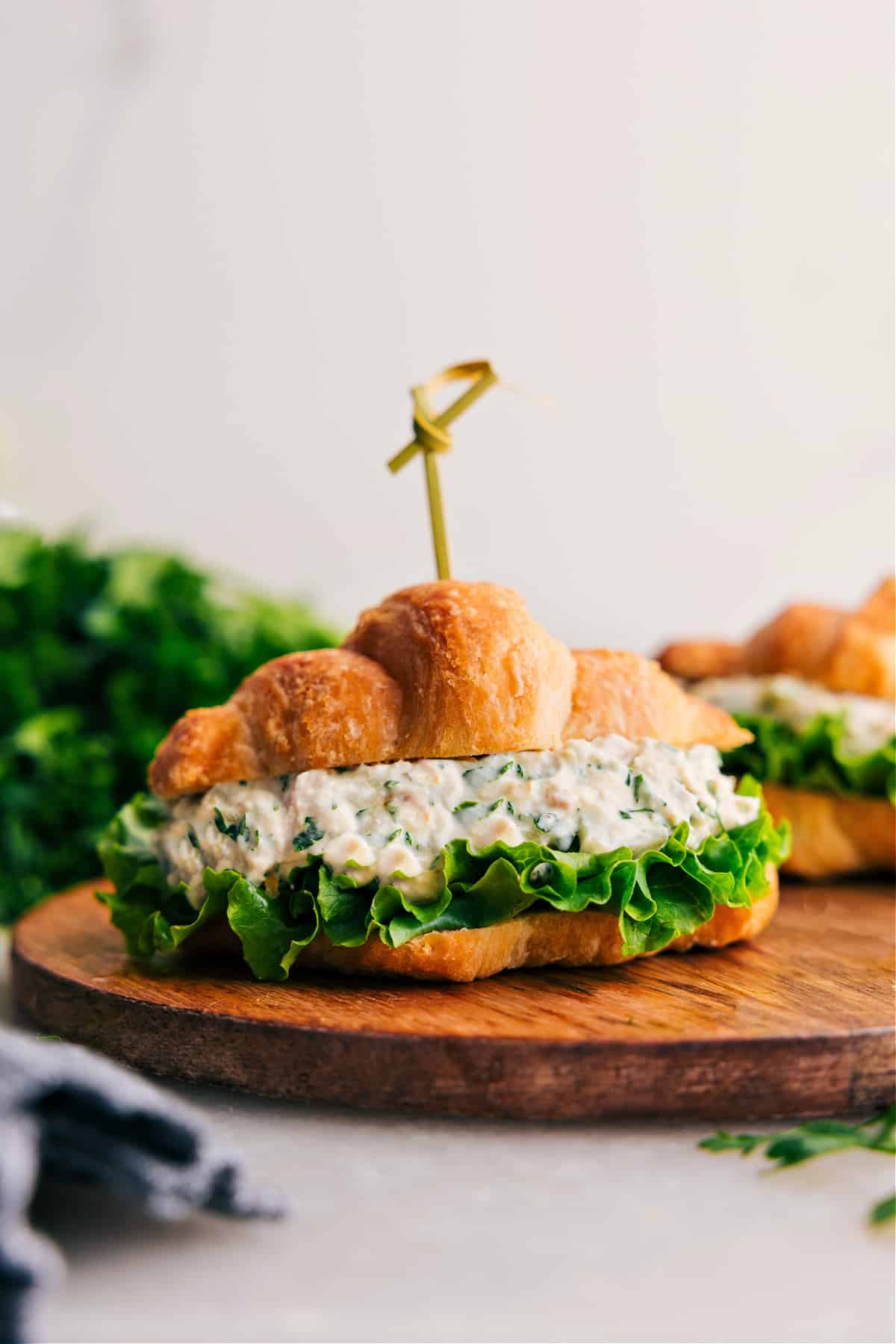 Dill Pickle Chicken Salad served on a buttery croissant.