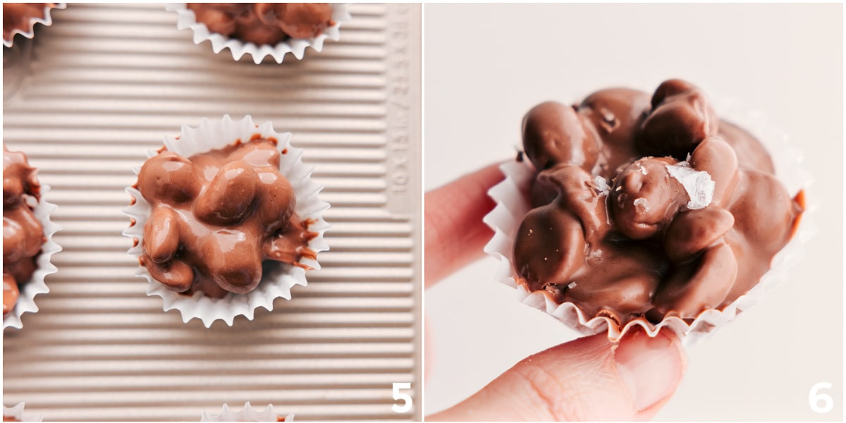 Scoop the slow cooker treat into mini muffin cups and top with flaky sea salt.