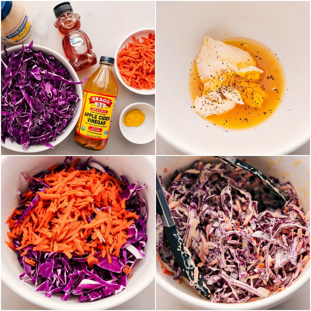 Prepare a delicious slaw to serve with the Crockpot BBQ Chicken.