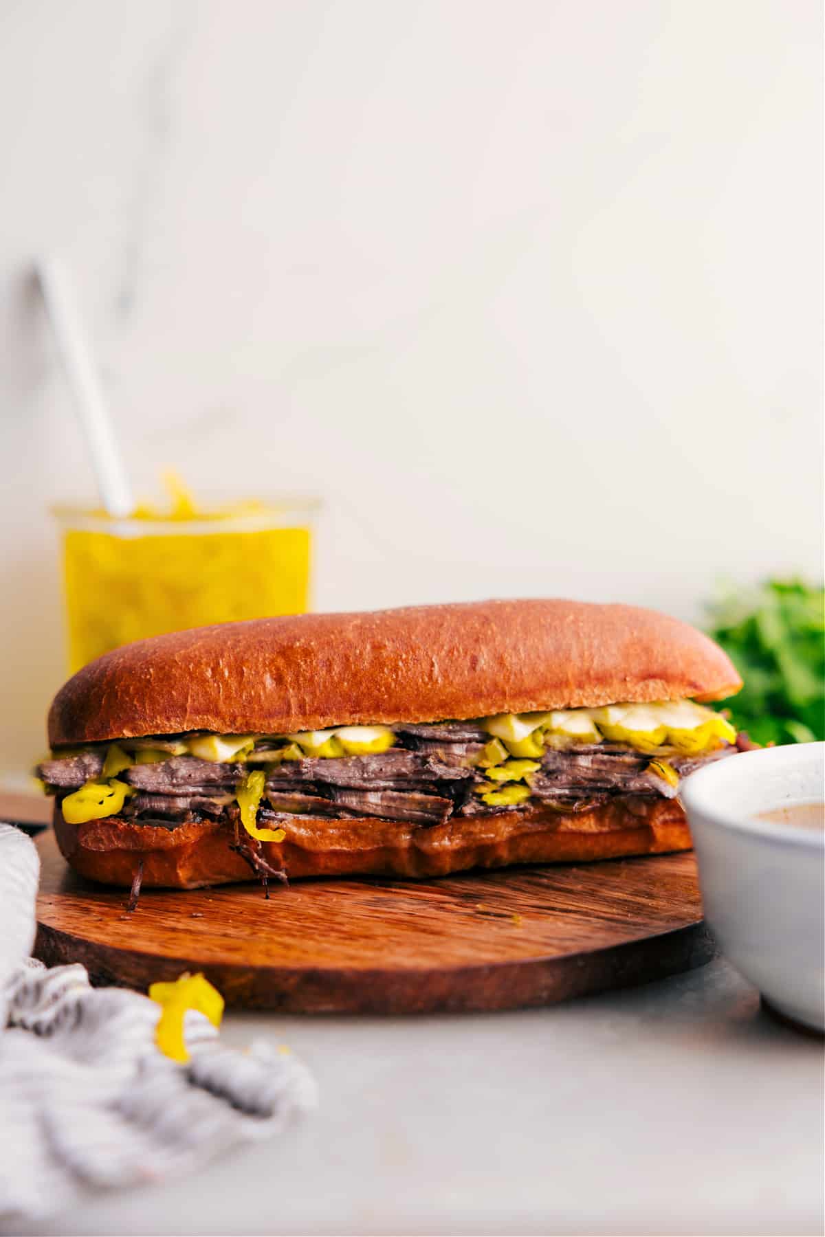 Italian Beef Sandwich with pepperoncini—ready to enjoy!